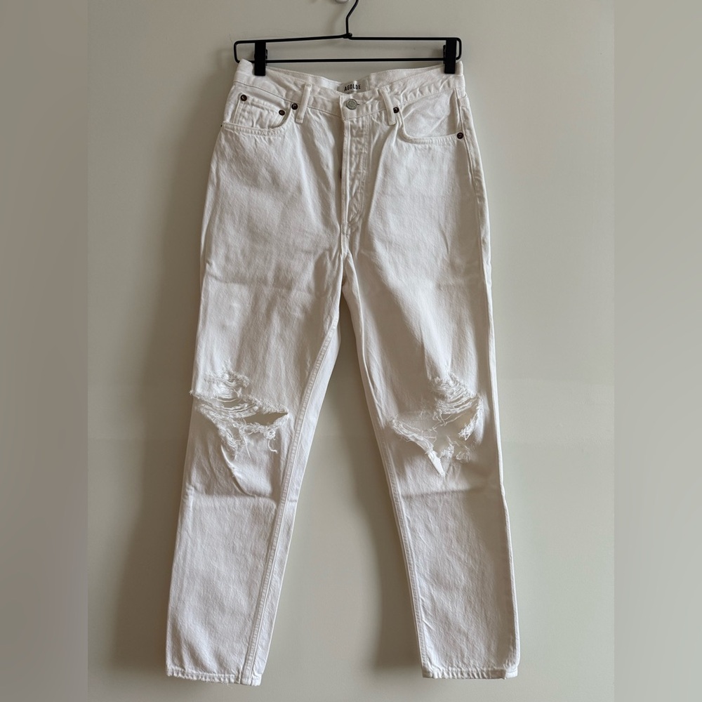 AGOLDE white ripped jeans